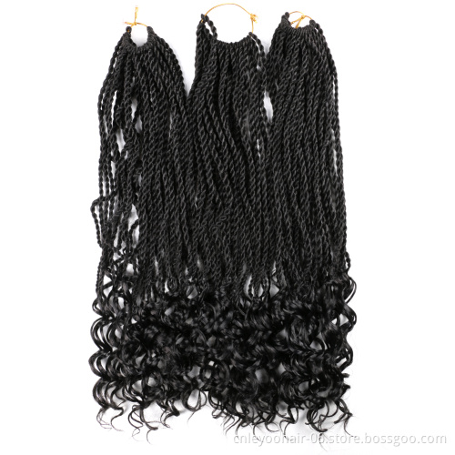 Factory 30 Roots Curly End Senegalese Twist Crochet Hair 18 Inch Wavy End Senegalese Braiding Hair Extension For Women